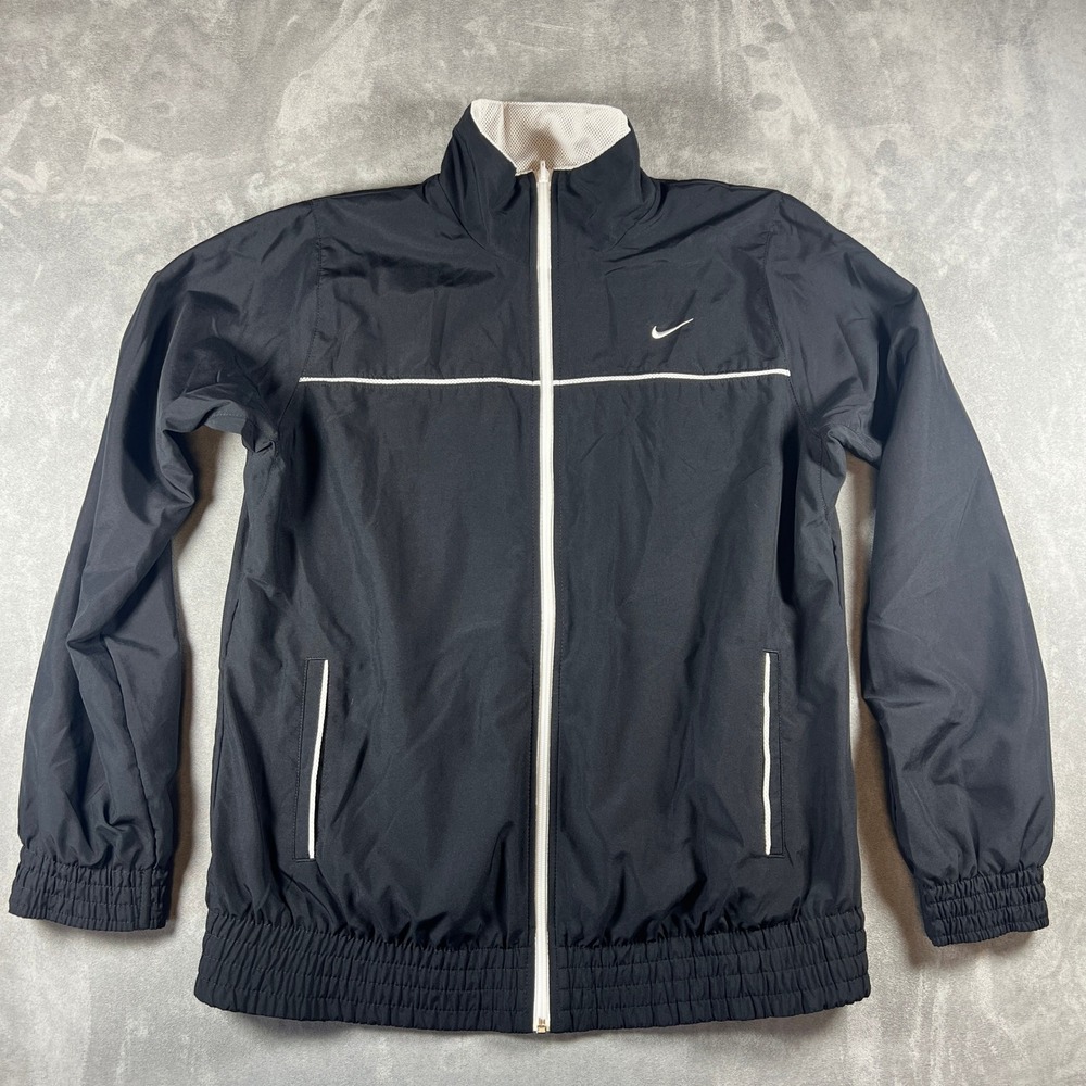 Nike Performance Womens Track Jacket Black White Full Zip Mesh Lined Size L